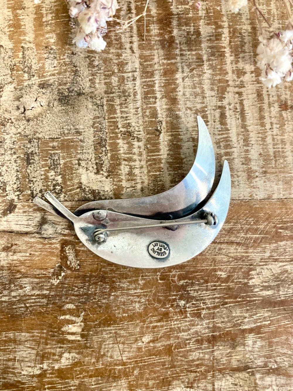 Sterling Silver Feather Brooch Jewel Art - Picture 6 of 12